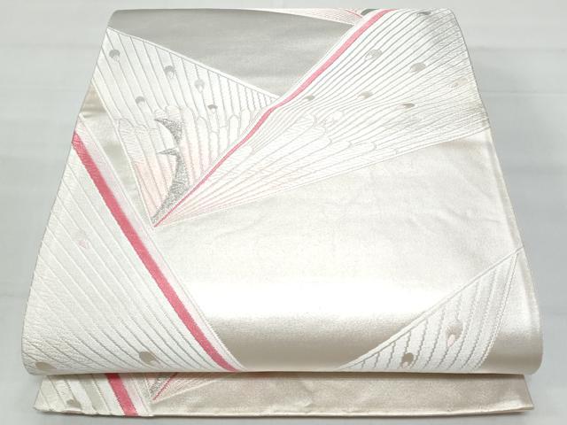 平和屋着物◎六通柄袋帯 唐織 孔雀 銀糸 正絹 逸品 CABB7886fb