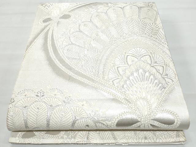 平和屋着物◎六通柄袋帯 唐織 組紐花文 銀糸 正絹 逸品 CABB7891fb
