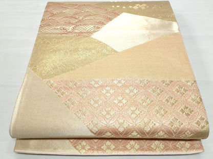 平和屋着物◎六通柄袋帯 切嵌立波七宝花文 金糸 正絹 逸品 CABB7893fb