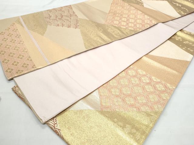 平和屋着物◎六通柄袋帯 切嵌立波七宝花文 金糸 正絹 逸品 CABB7893fb