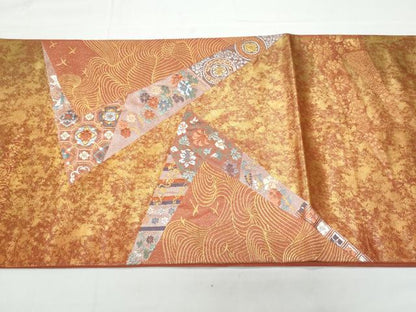 平和屋着物◎西陣 高島織物謹製 太鼓柄袋帯 唐織 霞花文 青銅箔 正絹 逸品 CABB7894fb