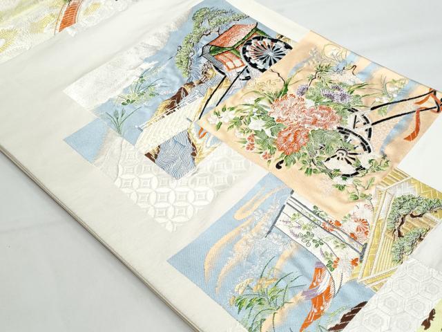 平和屋着物◎六通柄袋帯　唐織　色紙花鳥文　金銀糸　正絹　逸品　CABB7896fb