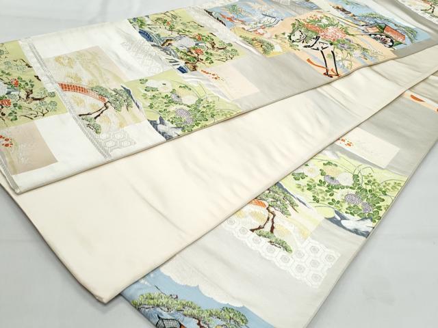 平和屋着物◎六通柄袋帯　唐織　色紙花鳥文　金銀糸　正絹　逸品　CABB7896fb