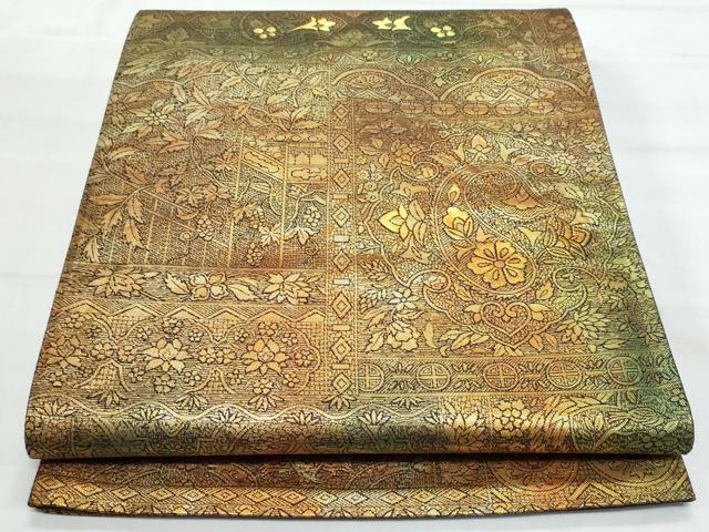 平和屋着物◎六通柄袋帯　更紗花鳥文　正絹　逸品　未使用　CABB7897fb