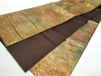 平和屋着物◎六通柄袋帯　更紗花鳥文　正絹　逸品　未使用　CABB7897fb