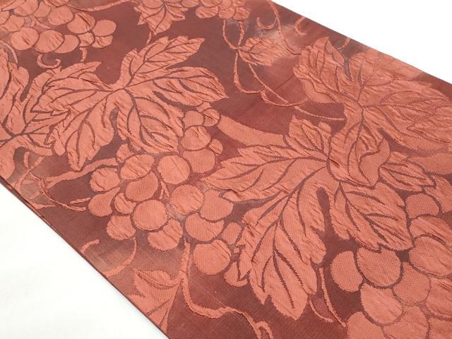平和屋着物◎全通柄袋帯 ふくれ織 葡萄蔦の葉文 正絹 逸品 CABB7900fb
