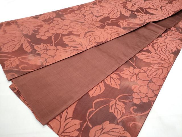 平和屋着物◎全通柄袋帯 ふくれ織 葡萄蔦の葉文 正絹 逸品 CABB7900fb