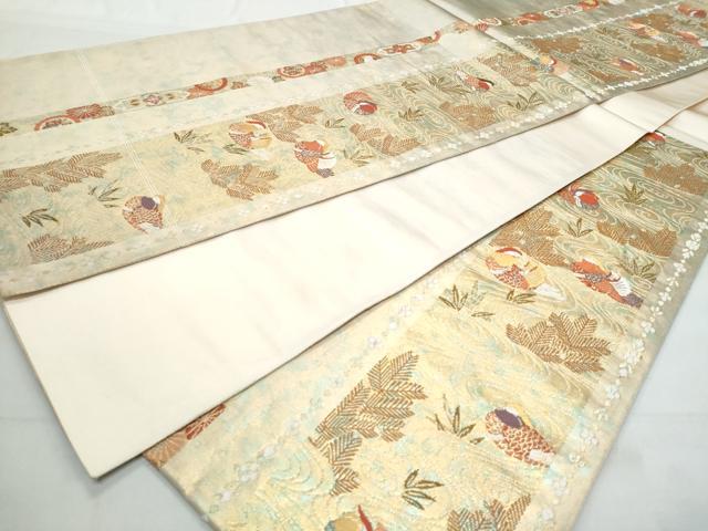 平和屋着物◎六通柄袋帯 流水鴛鴦花文 金糸 引箔 正絹 逸品 CABB7902fb