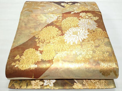 平和屋着物◎六通柄袋帯 草花文 華我箔 正絹 逸品 CABB7903fb