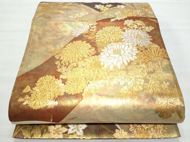 平和屋着物◎六通柄袋帯 草花文 華我箔 正絹 逸品 CABB7903fb