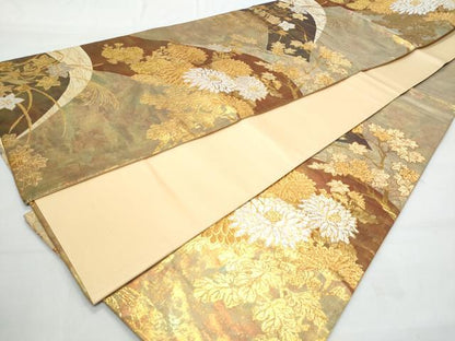 平和屋着物◎六通柄袋帯 草花文 華我箔 正絹 逸品 CABB7903fb