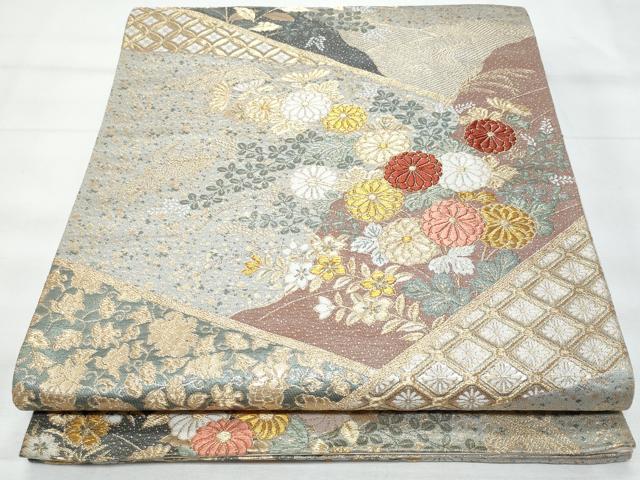 平和屋着物◎六通柄袋帯 唐織 切嵌草花文 金糸 正絹 逸品 CABB7919fb