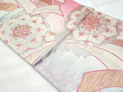 平和屋着物◎六通柄袋帯 唐織 束ね熨斗正倉院花文 金銀糸 正絹 逸品 CABB7920fb