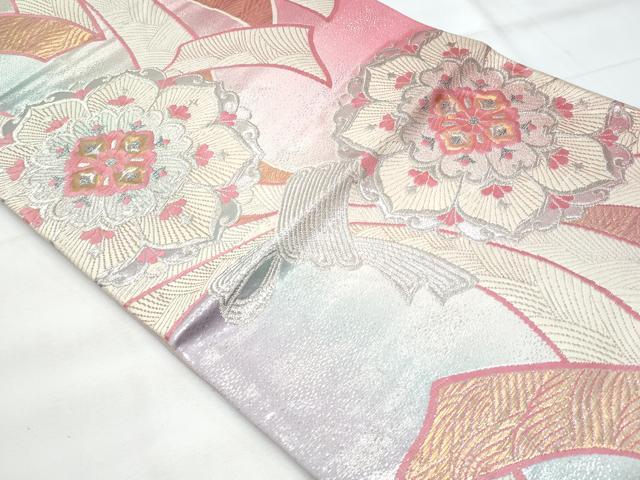 平和屋着物◎六通柄袋帯 唐織 束ね熨斗正倉院花文 金銀糸 正絹 逸品 CABB7920fb