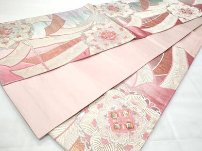 平和屋着物◎六通柄袋帯 唐織 束ね熨斗正倉院花文 金銀糸 正絹 逸品 CABB7920fb