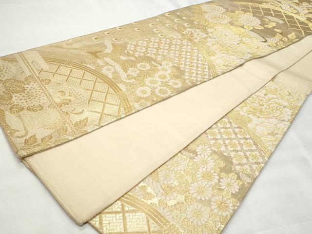 平和屋着物◎六通柄袋帯　籬孔雀花文　金糸　正絹　逸品　CABB7923fb
