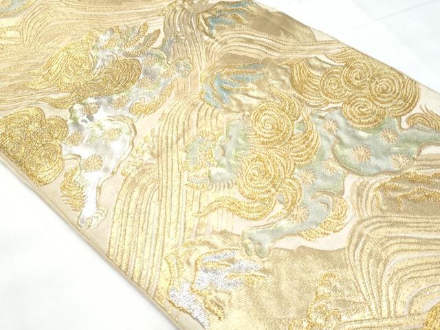 平和屋着物◎六通柄袋帯 唐獅子 金銀糸 正絹 逸品 CABB7925fb
