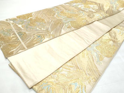 平和屋着物◎六通柄袋帯 唐獅子 金銀糸 正絹 逸品 CABB7925fb