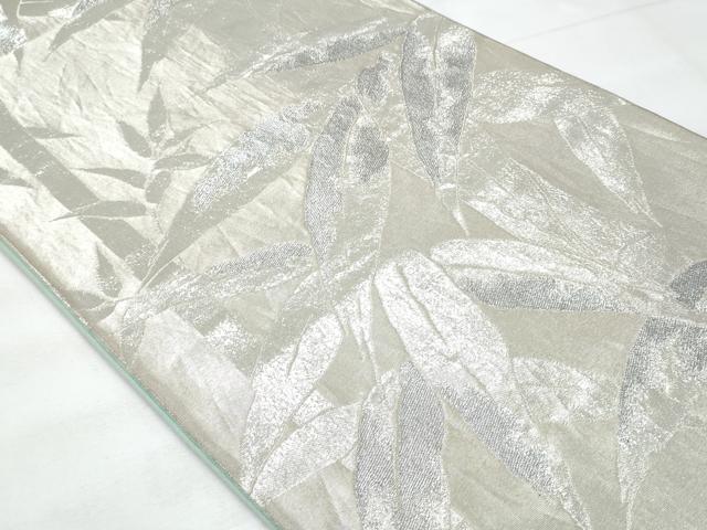 平和屋着物◎六通柄袋帯 笹竹文 銀糸 正絹 逸品 CABB7936fb