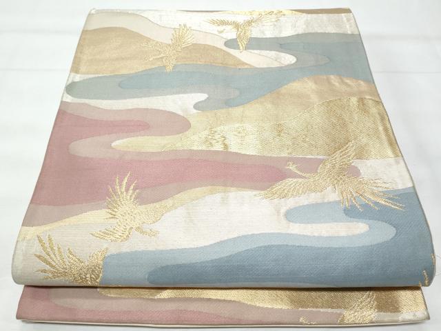 平和屋着物◎六通柄袋帯 鳳凰遠山文 金糸 正絹 逸品 CABB7934fb
