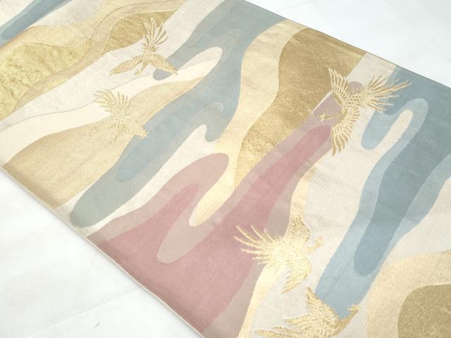 平和屋着物◎六通柄袋帯 鳳凰遠山文 金糸 正絹 逸品 CABB7934fb