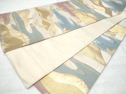 平和屋着物◎六通柄袋帯 鳳凰遠山文 金糸 正絹 逸品 CABB7934fb