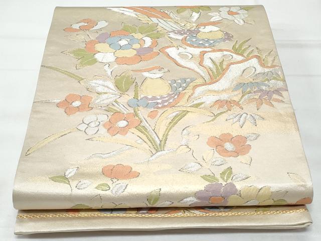 平和屋着物◎六通柄袋帯 花鳥文 金銀糸 正絹 逸品 CABB7943fb