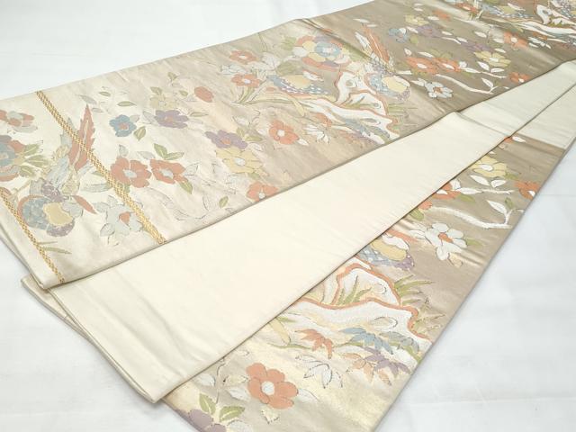 平和屋着物◎六通柄袋帯 花鳥文 金銀糸 正絹 逸品 CABB7943fb