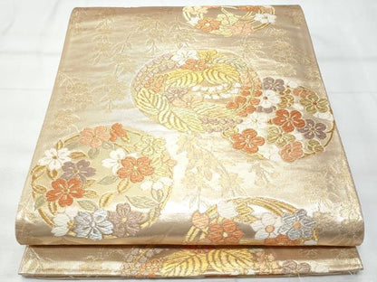 平和屋着物◎六通柄袋帯 唐織 花丸文 金糸 正絹 逸品 CABB7949fb