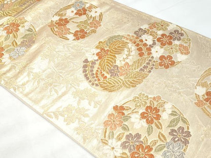 平和屋着物◎六通柄袋帯 唐織 花丸文 金糸 正絹 逸品 CABB7949fb