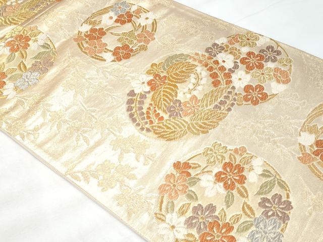 平和屋着物◎六通柄袋帯 唐織 花丸文 金糸 正絹 逸品 CABB7949fb