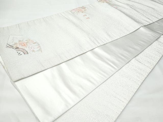 平和屋着物◎全通柄袋帯 総刺繍 駒刺繍 花車文 銀糸 正絹 逸品 CABB7952fb