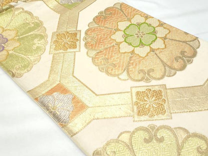 平和屋着物◎六通柄袋帯 蜀江花文 金銀糸 正絹 逸品 CABB7954fb
