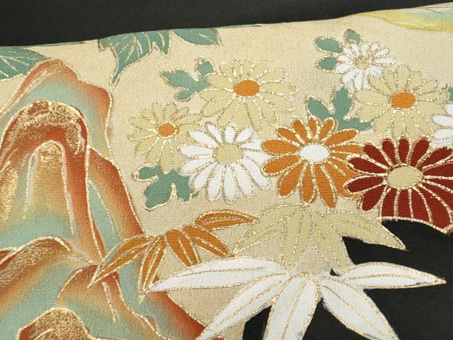 平和屋着物■豪華黒留袖 刺繍 尾長鳥枝花文 金彩 正絹 逸品 CABB7975fb