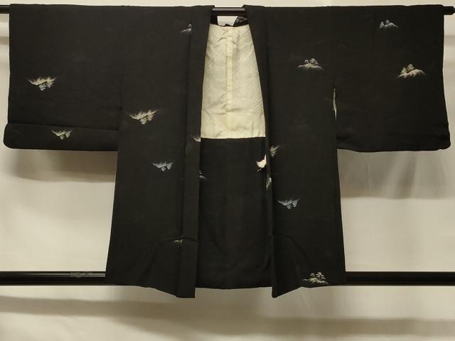 平和屋着物＃羽織　風景文　黒地　金糸　正絹　逸品　CABB8034in