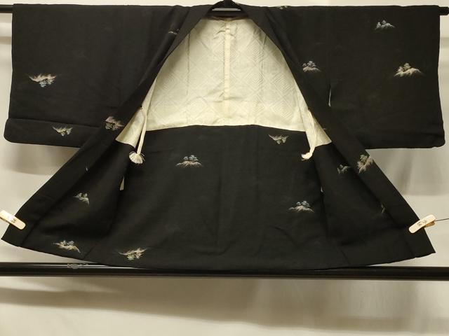 平和屋着物＃羽織　風景文　黒地　金糸　正絹　逸品　CABB8034in