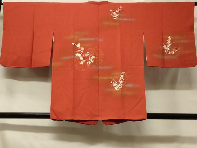 平和屋着物＃中国三大刺繍　スワトウ刺繍　道行コート　雪輪草花文　金銀彩　正絹　逸品　CABB8084in