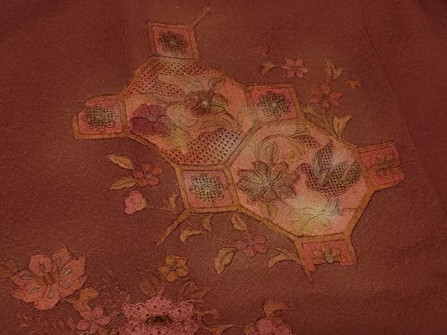 平和屋着物＃中国三大刺繍 スワトウ刺繍 総刺繍 道行コート 蜀江花唐草文 暈し染め 金彩 正絹 逸品 CABB8089in