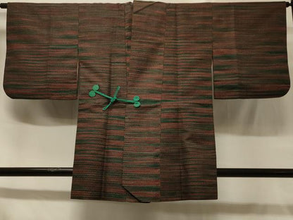 平和屋着物＃道中着 横段文 正絹 逸品 CABB8129in