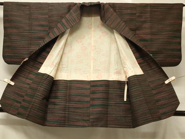 平和屋着物＃道中着 横段文 正絹 逸品 CABB8129in
