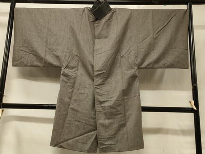平和屋着物＃男性　和装コート　角袖　縞　ロング丈　ウール　CABB8141in
