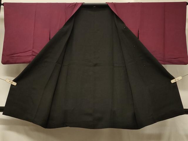 平和屋着物＃道行コート リバーシブル 霞文 暈し染め 黒地 正絹 逸品 CABB8165in