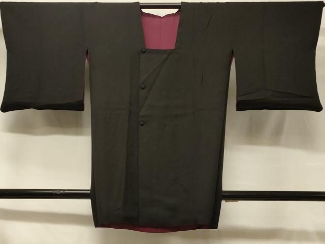 平和屋着物＃道行コート リバーシブル 霞文 暈し染め 黒地 正絹 逸品 CABB8165in