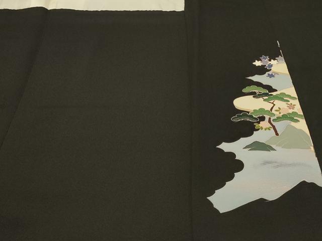 平和屋着物■豪華黒留袖　作家物　風景草花文　金彩　正絹　逸品　CABB8235in