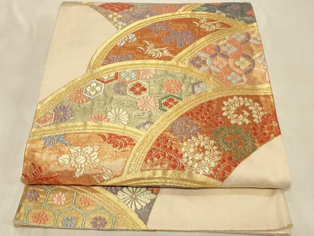 平和屋着物◎六通柄袋帯 唐織 吉祥花文 金糸 正絹 逸品 CABB8383in