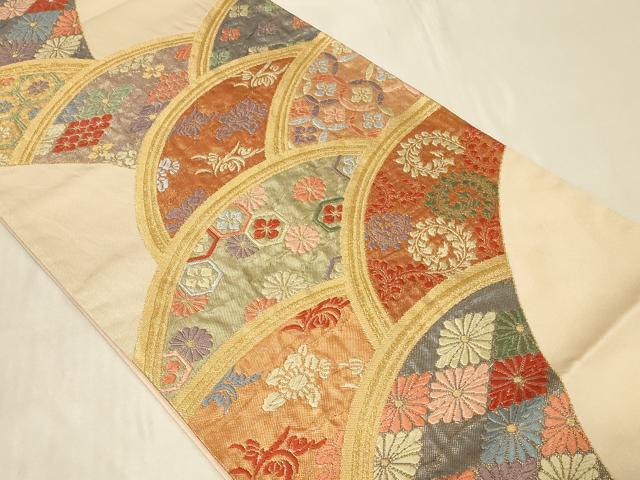 平和屋着物◎六通柄袋帯 唐織 吉祥花文 金糸 正絹 逸品 CABB8383in