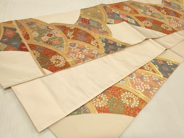 平和屋着物◎六通柄袋帯 唐織 吉祥花文 金糸 正絹 逸品 CABB8383in