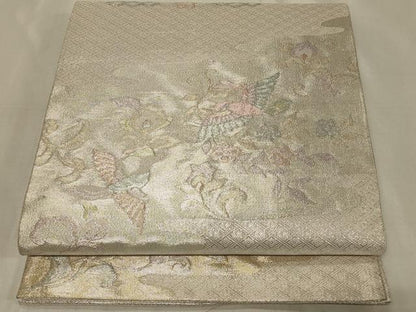 平和屋着物◎佐賀錦 六通柄袋帯 更紗花鳥文 金銀糸 正絹 逸品 CABB8307in