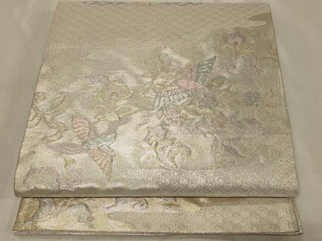 平和屋着物◎佐賀錦 六通柄袋帯 更紗花鳥文 金銀糸 正絹 逸品 CABB8307in