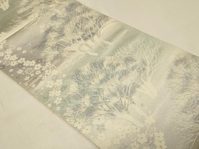 平和屋着物◎六通柄袋帯 樹林文 銀糸 正絹 逸品 CABB8309in